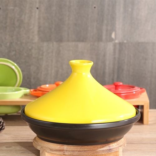 耐高温焖蒸菜塔基砂锅煲汤陶瓷 酒店沙锅炖锅多彩塔吉锅带盖子