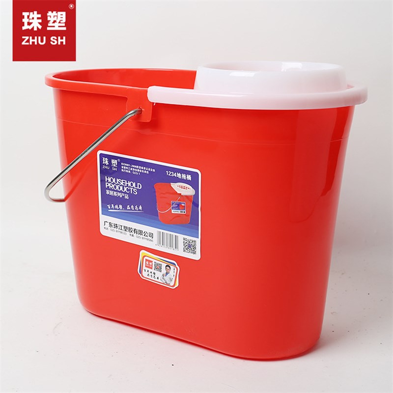 塑料拖地桶挤水框加厚带轮子塑料拖地桶家用长方形尘推拖把拖布桶