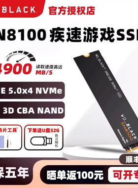 高性能独缓pcie5.0固态硬盘m.2西数WD BLACK SN8100游戏电脑硬盘
