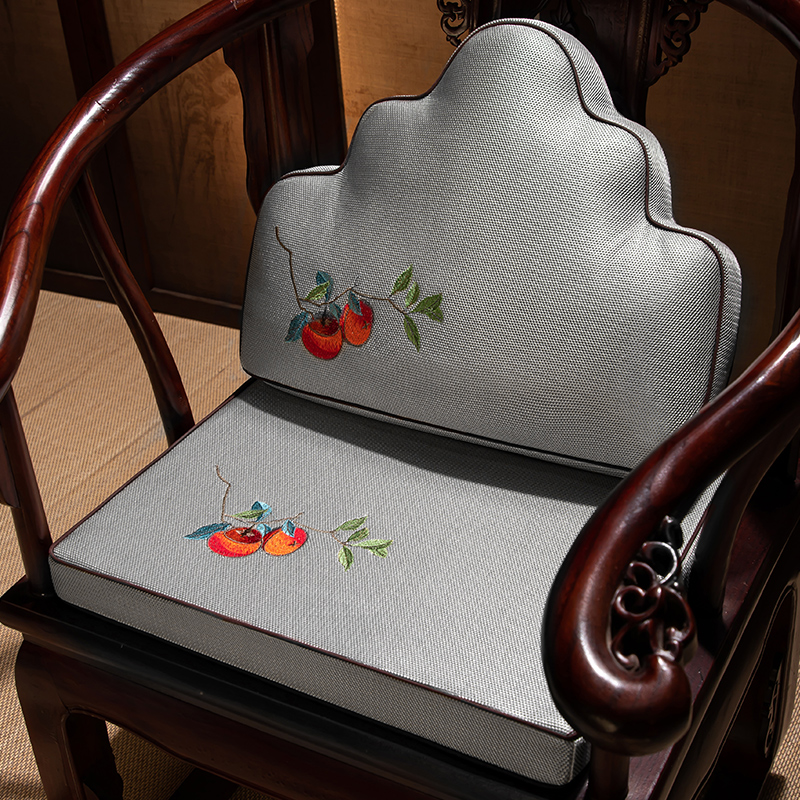 新中式红木椅子冰丝凉席坐垫实木茶桌茶台餐桌椅太师椅圈椅垫子夏