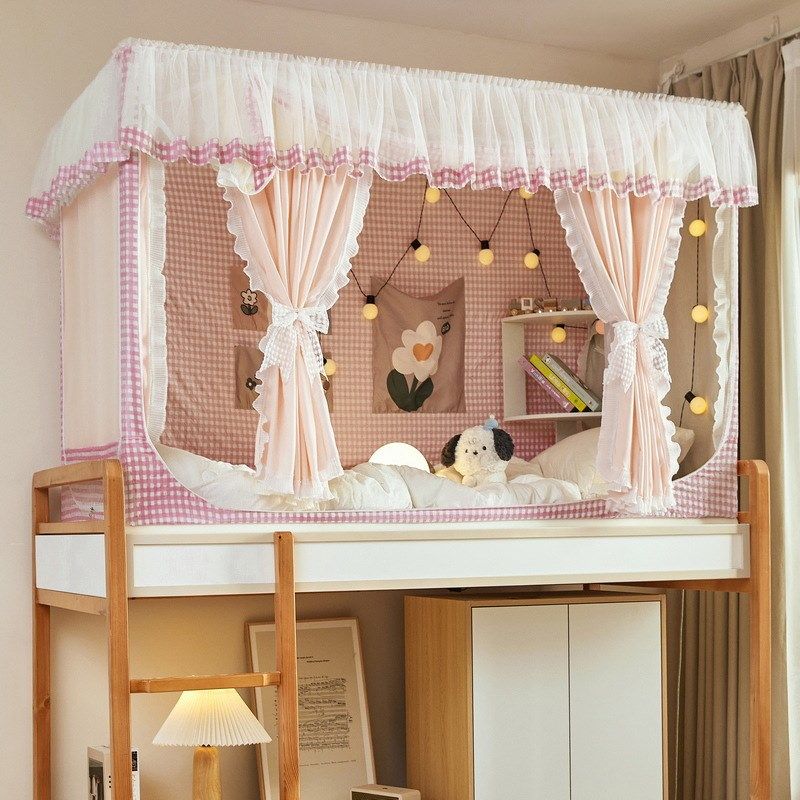 新款韩版公主风学生宿舍床帘蚊帐一体式床幔上铺寝室下铺通用遮光