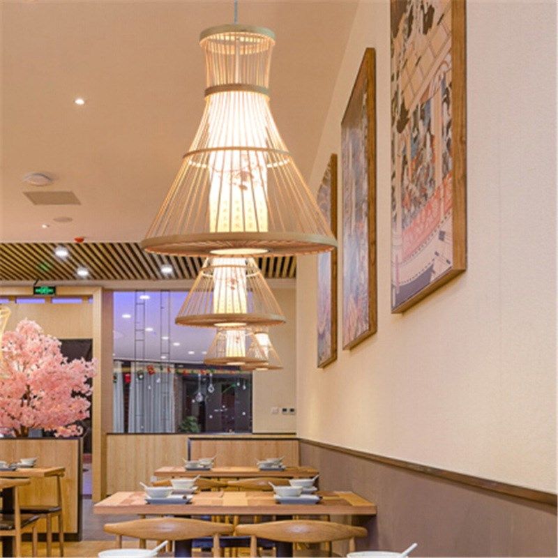 新中式竹编现代田园风格客厅餐厅吊灯具日式茶室榻榻米竹艺吊灯