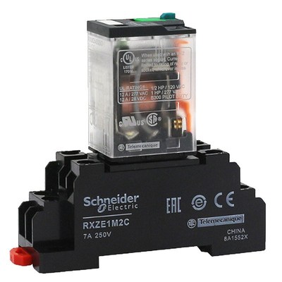 RXM4CB2BD小型继电器中间直流继电器带灯14脚5A电磁DC24VAC220V