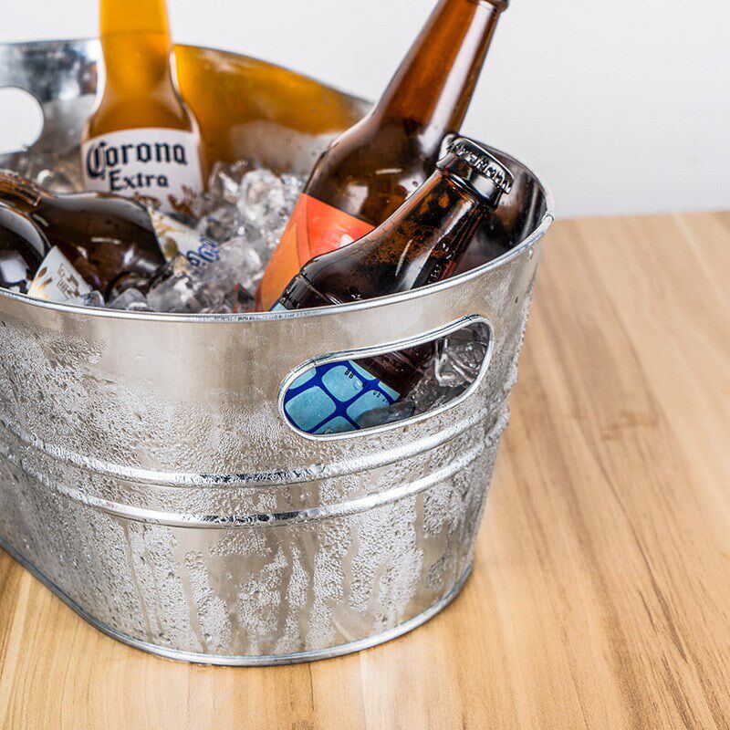 KBQ1冰桶铁皮桶镀锌铁皮冰块桶大号15L冰粒桶吐酒桶ktv椭圆赵之吴