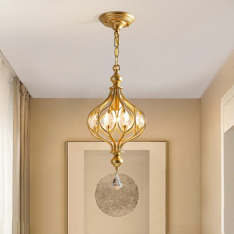 美式乡村复古餐厅水晶吊灯走廊过道阳台灯轻奢玄关入户卧室书房灯
