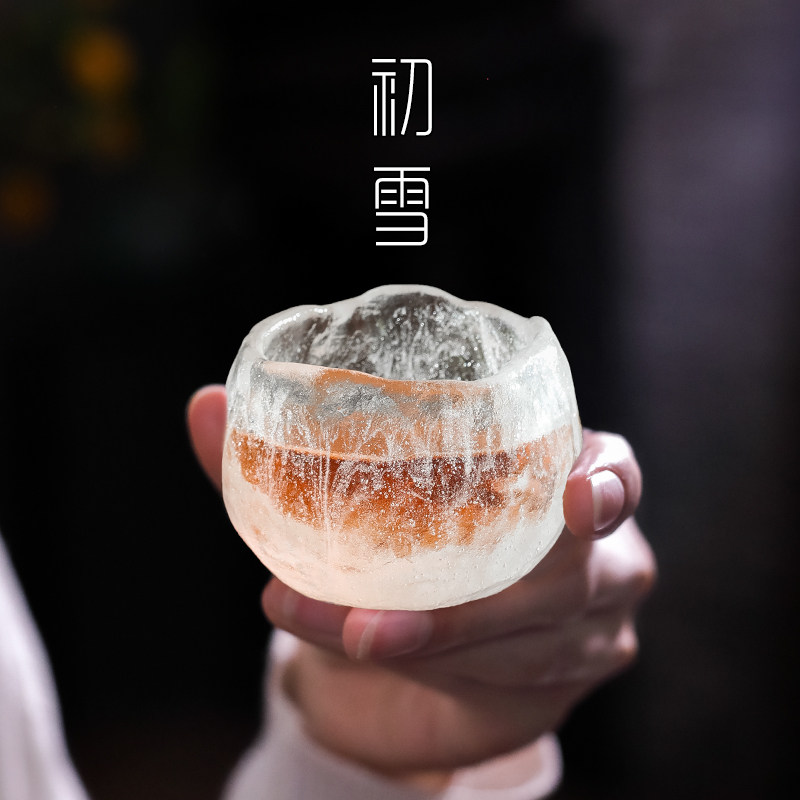 冰冻烧琉璃杯李子柒同款女茶具套装杯子初雪玻璃功夫茶主人杯单杯