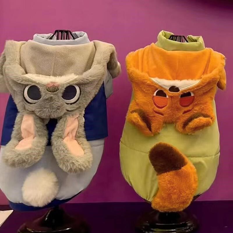 宠物狗狗猫咪棉服比熊小狗冬季加厚连帽狗狗衣服萌趣棉服带帽子
