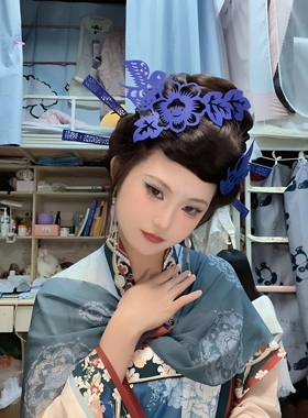 国风青花瓷剪纸喜鹊汉服发簪