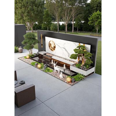 户外庭院流水屏风定制现代简约跌水摆件园林造景别墅花园水幕景墙