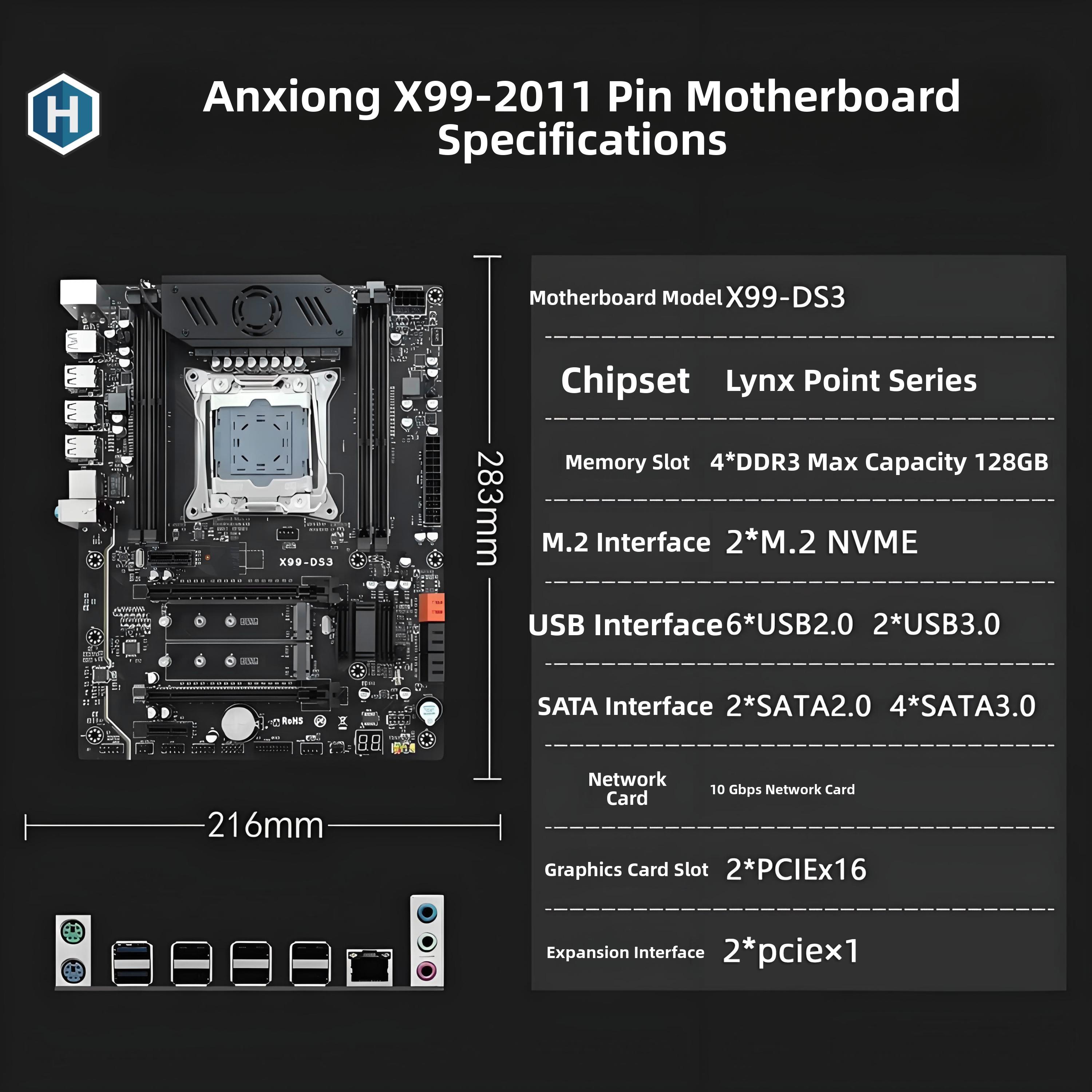 全新昂迅X99-Ds3主板套装大板多开E5电脑2011-3处理器平台三件套