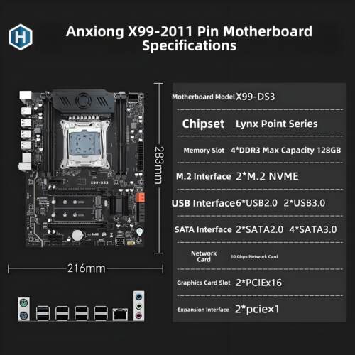 全新昂迅X99-Ds3主板套装大板多开E5电脑2011-3处理器平台三件套