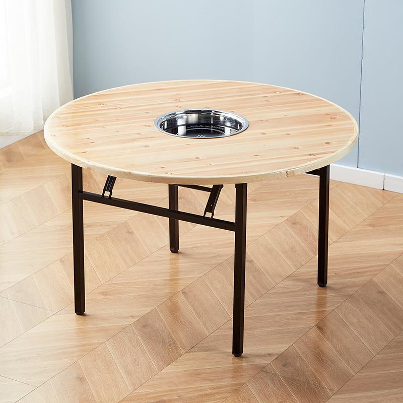 火锅桌子电磁炉一体商用室外摆摊折叠圆桌燃气火锅烤肉卡式炉桌子