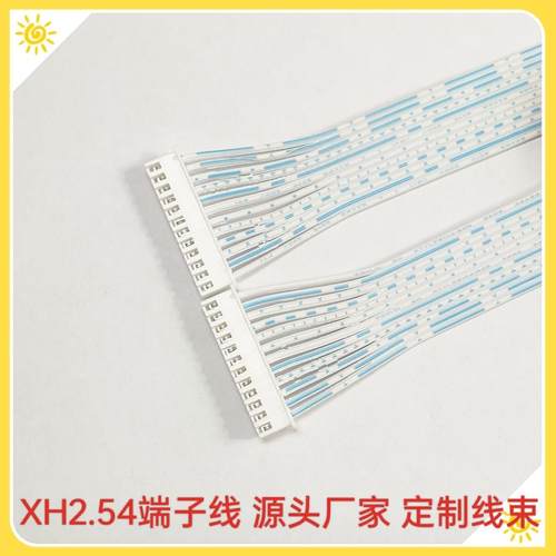 XH2.54端子线24AWG蓝白排线2-12P杜邦公母连接对插线定制线材加工
