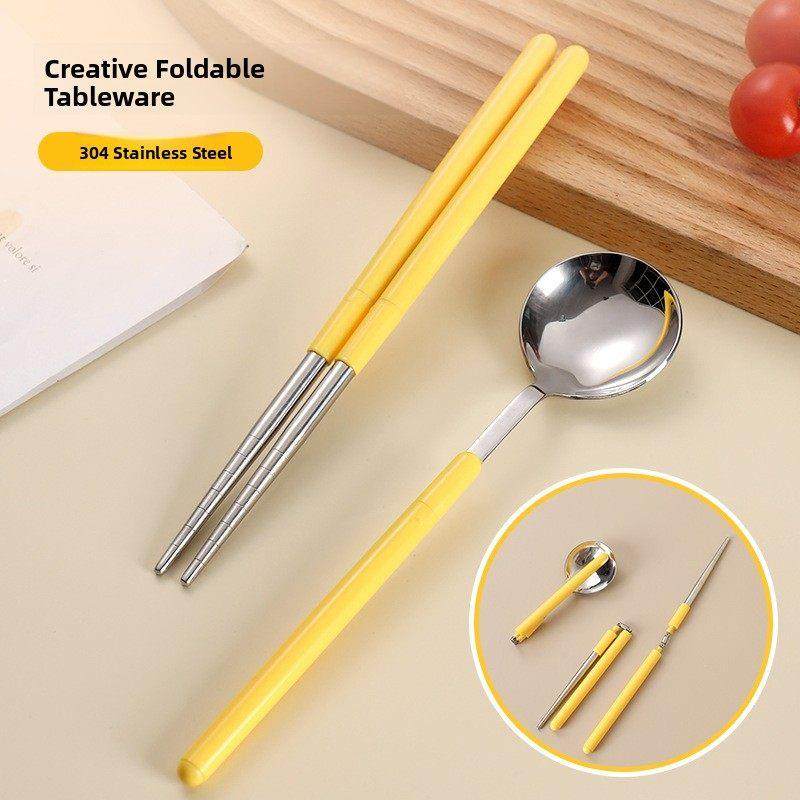 创意折叠餐具不锈钢304旅行野营风格户外可移动便携式餐具两件套,餐饮具,便携/折叠餐具,淘宝优惠券,粉丝福利购,淘宝优惠卷