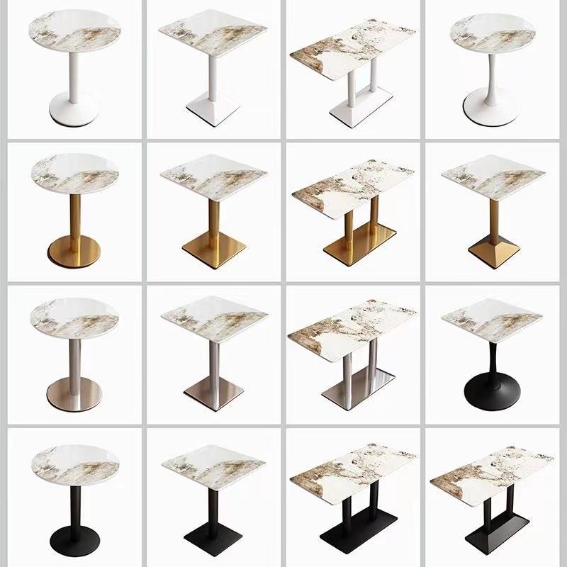 奶茶店岩板餐桌小圆桌饭店长方桌小吃店快餐店食堂酒店商用餐桌