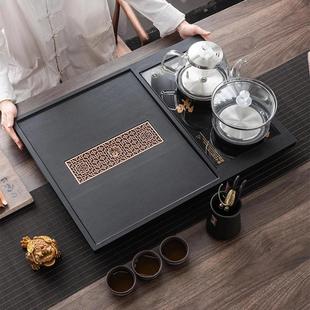 一体石茶盘 合成乌金石茶盘家用茶台烧水壶一体办公室全自动套装