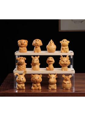 南美黄杨十二生肖手把件小摆件动物木雕实木工艺品创意文玩小挂件