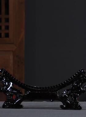 陶瓷装饰盘高档龙头支架底座摆盘看盘坐盘支架挂盘子座托木质底座