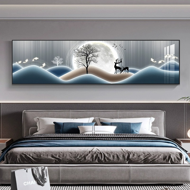 卧室装饰画床头挂画温馨福鹿客厅主卧墙画现代简约房间背景墙壁画图片