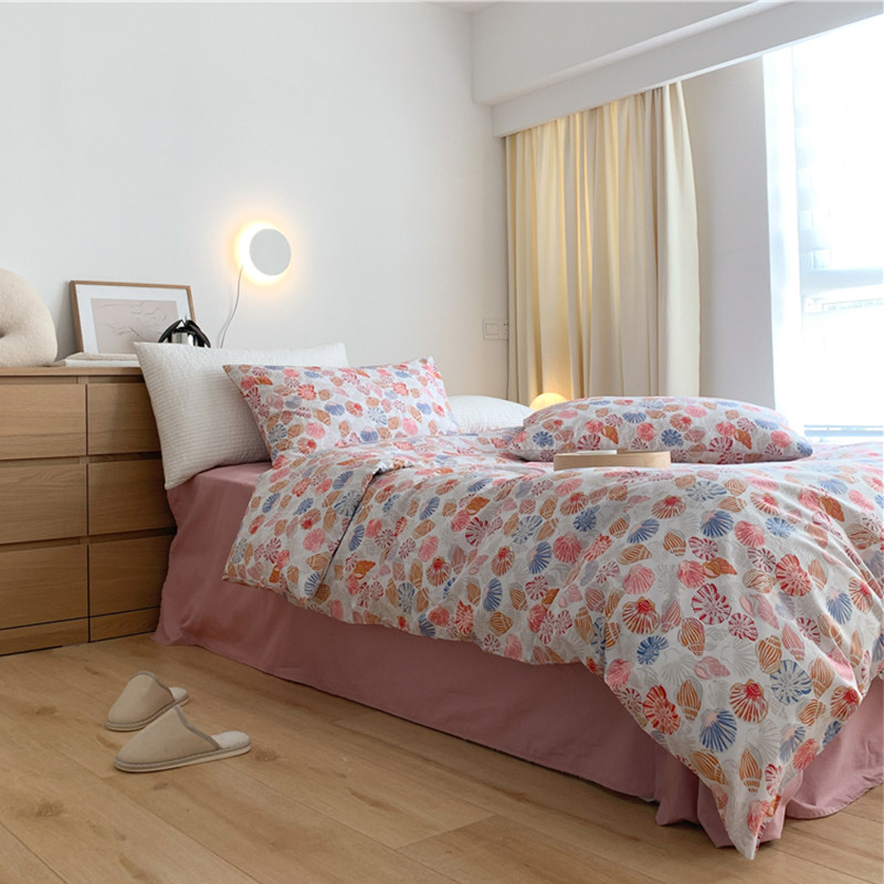 满溢温柔法式米色浪漫小玫瑰花被套纯棉四件套豆沙色床单床笠