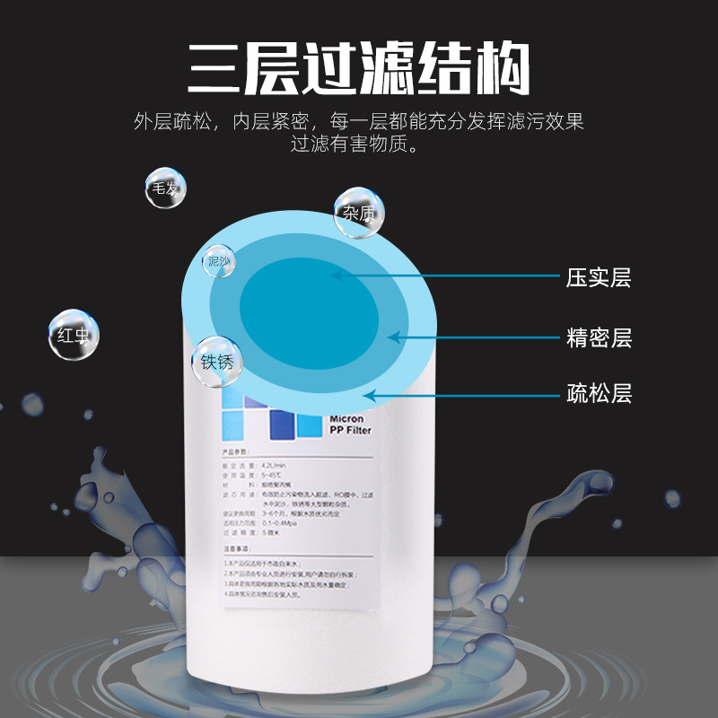 前置管道净水器大胖PP棉滤芯10寸20寸通用过滤器配件纯净水机滤芯