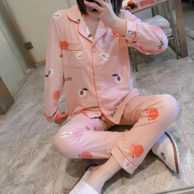 中年人睡衣女夏纯棉长袖加大码家居服春秋季妈妈睡衣老人套装薄款