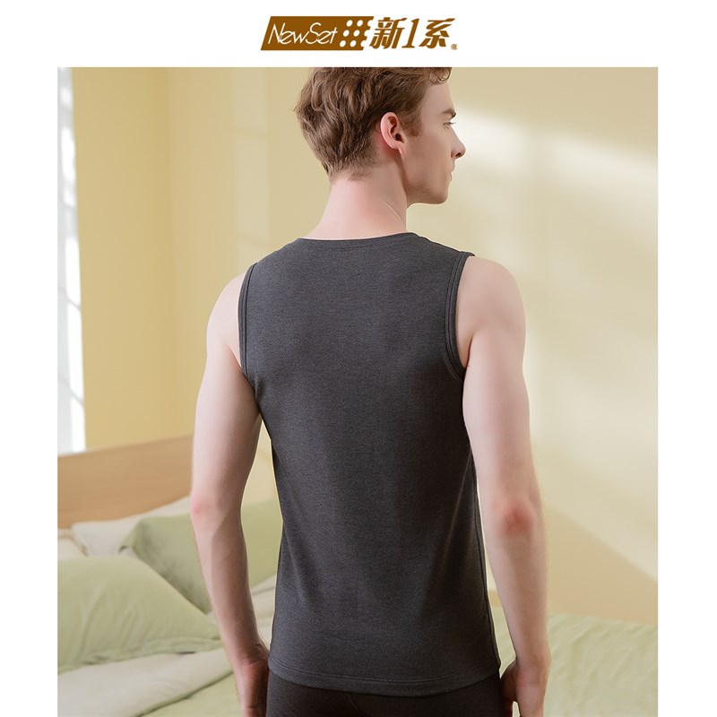 新一系X10德绒加绒加厚男士保暖背心马甲V领大码打底内衣秋冬季