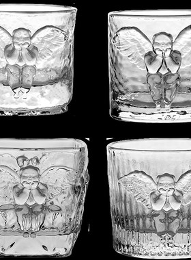 稀奇艺术天使浮雕威士忌冷水洋酒玻璃杯子结婚生日礼品盒装