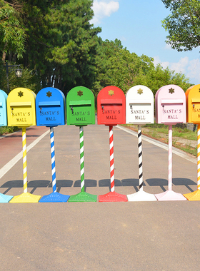 复古英伦风铁艺信箱邮筒模型摆件餐厅酒吧商场网红打卡装饰道具