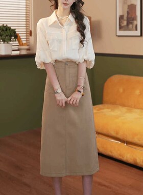 荔枝Lizhi复古港风短袖衬衫女装夏季新款衬衣宽松高级感气质上衣