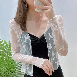 罩衫 配裙子薄款 防晒网纱上衣 小外套女吊带裙外搭披肩夏季 蕾丝开衫