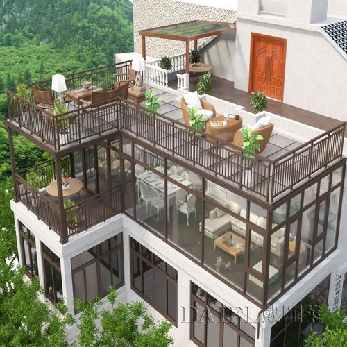 定制断桥铝阳光房户外凉亭阁楼阳台别墅庭院花园铝合金夹胶玻璃房