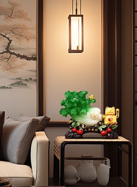 白菜摆件招财猫自动招手客厅电视柜店铺收银台装饰品乔迁开业礼物