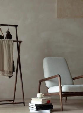 SERAPH西勒碳化黑衣帽架落地置物架黑胡桃木落地衣架卧室客厅折叠