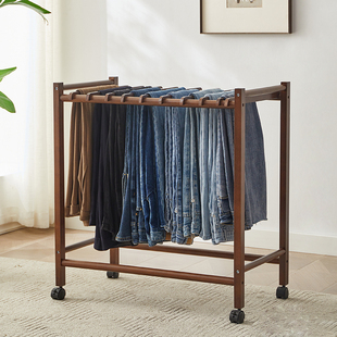 子架简约无痕挂衣架裤 架收纳层架卧室可移动裤 实木落地裤 北欧风格