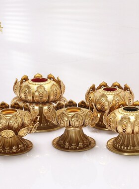 手摇转轮底座慧宝黄铜转金筒西藏式手持转金桶转筒莲花底托摆件