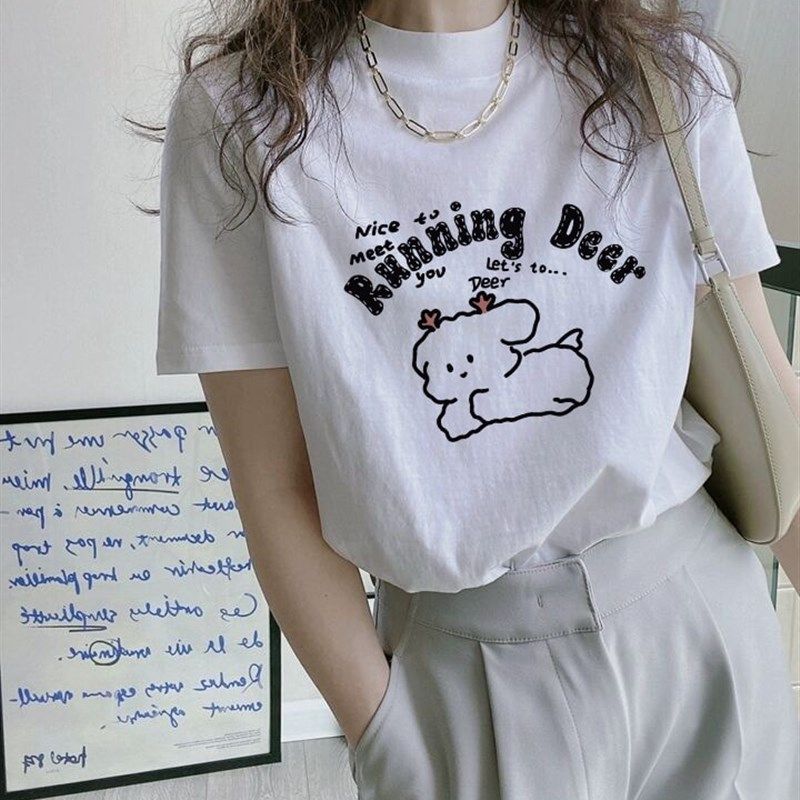 白色半高领短袖t恤女夏季2024年新款宽松纯棉上衣内搭打底衫外穿,女装/女士精品,T恤,淘宝优惠券,粉丝福利购,淘宝优惠卷