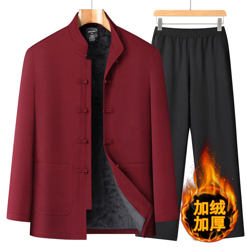 中老年唐装男加绒加厚老人冬季保暖外套中年爸爸棉衣爷爷秋冬套装,男装,唐装,淘宝优惠券,粉丝福利购,淘宝优惠卷