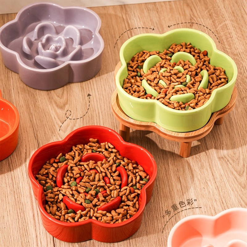 慢食碗狗食盆陶瓷猫碗猫咪食盆小型犬狗狗防噎缓食宠物碗喝水碗