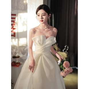 轻婚纱2023新款 在逃公主敬酒服新娘订婚礼服女 森系出门纱旅拍法式