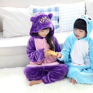 法兰绒儿童卡通连体睡衣宝宝动物青蛙老虎长袖秋冬恐龙男女家居服