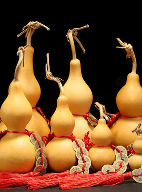 易水阁 天然葫芦摆件大号挂件五帝钱铜钱文玩葫芦家居饰品装饰品