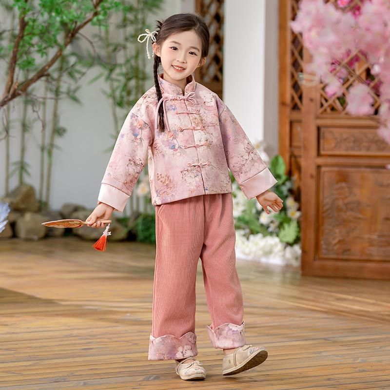 儿童2025新款春秋古装汉服女宝宝汉服新中式国风上衣阔腿裤套装,童装/婴儿装/亲子装,唐装,淘宝优惠券,粉丝福利购,淘宝优惠卷