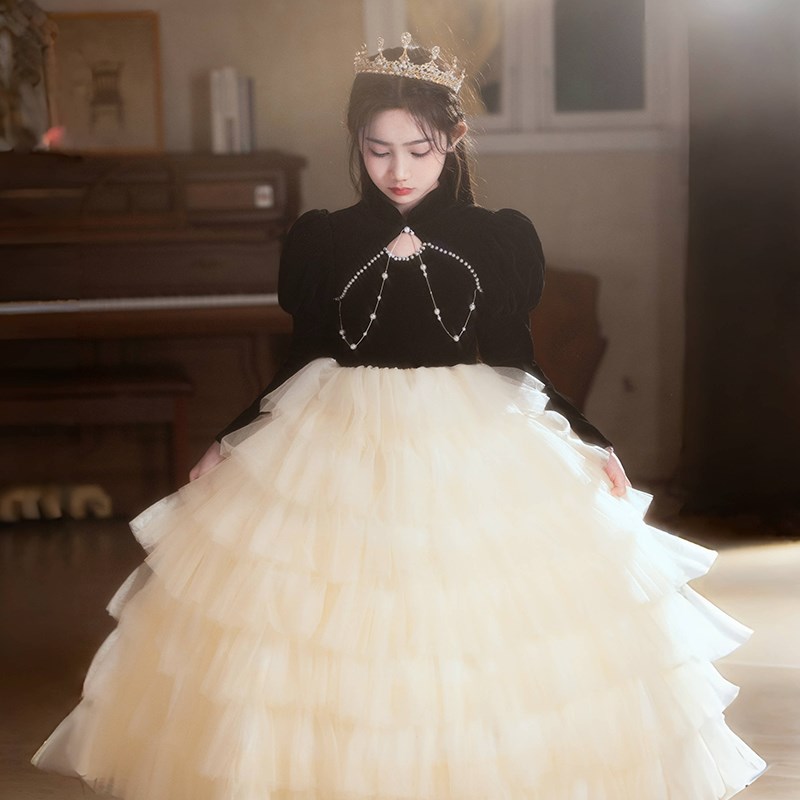 女童绝美小礼服秋冬高级感钢琴演奏十岁生日女孩公主裙舞台演出服