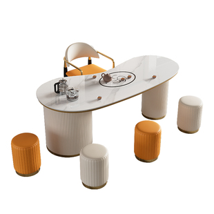 1.8米轻奢岩板茶桌家用办公腰型茶台茶几阳台泡茶桌 1.6 1.2 1.4