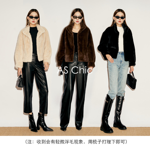 AS chicAW 贵族本纪/环保皮草仿水貂毛外套ASD2145