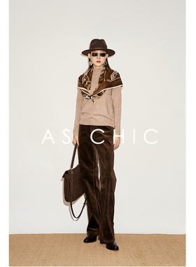 AS chicAW 经典美拉德/复古灯芯绒直筒阔腿裤ASK1421