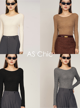 AS chicAW 「轻奢」秋冬岛精无缝一体精纺羊毛打底衫 ASY15021