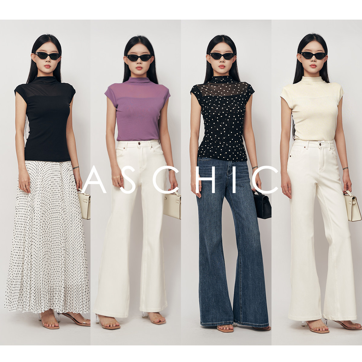 AschicSS “空山幽谷”半透双层网纱上衣S ASY1453
