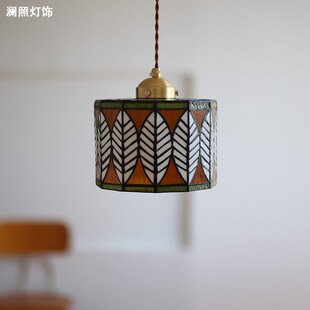 森林中 创意玻璃吊灯复古床头玄关吧台过道餐厅阳台灯具 叶子日式